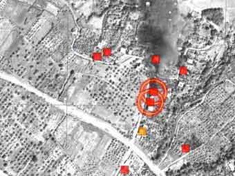 Сожженные дома в грузинском анклаве на спутниковом снимке из доклада HRW